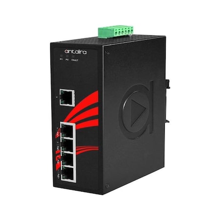 Antaira 5-Port Industrial Gigabit PoE+ Unmanaged Ethernet Switch LNP-0500G-24-T